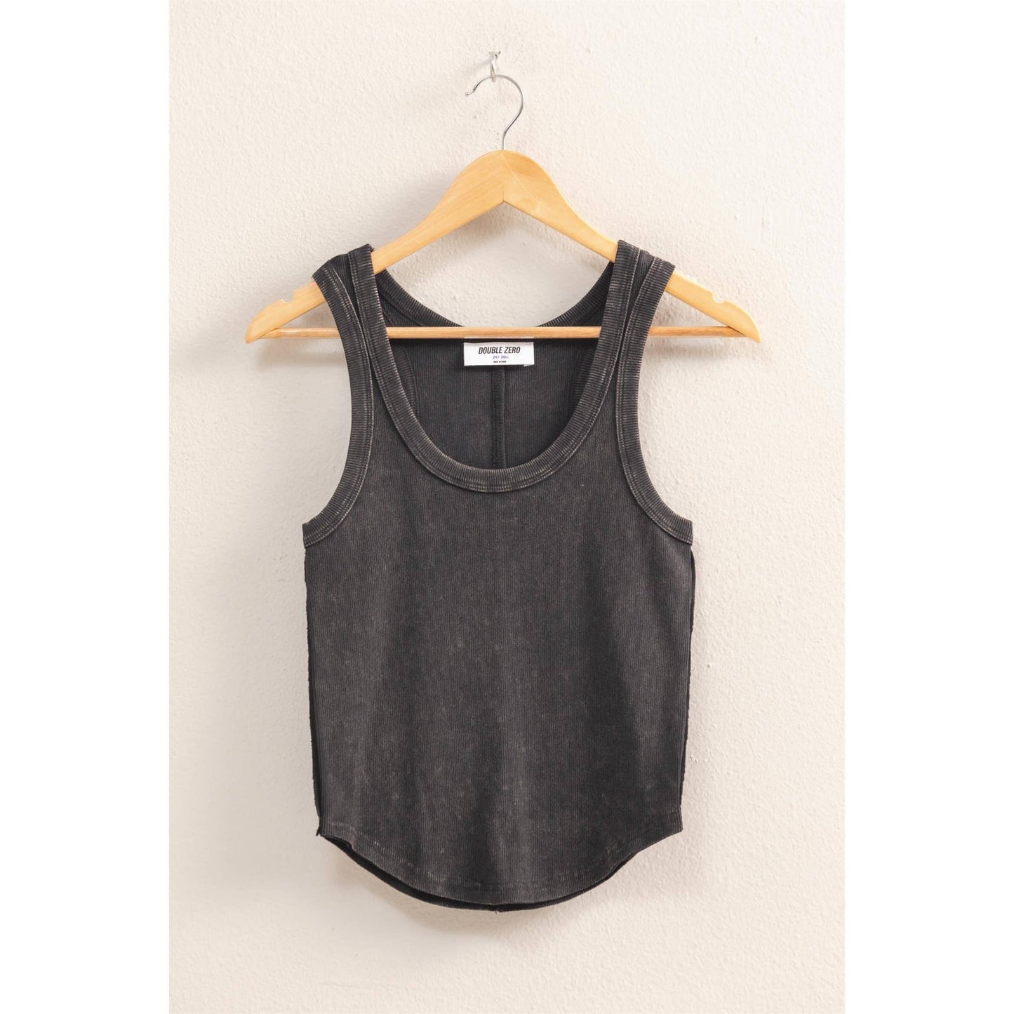 Black Acid Wash Scoop Neck Tank Top