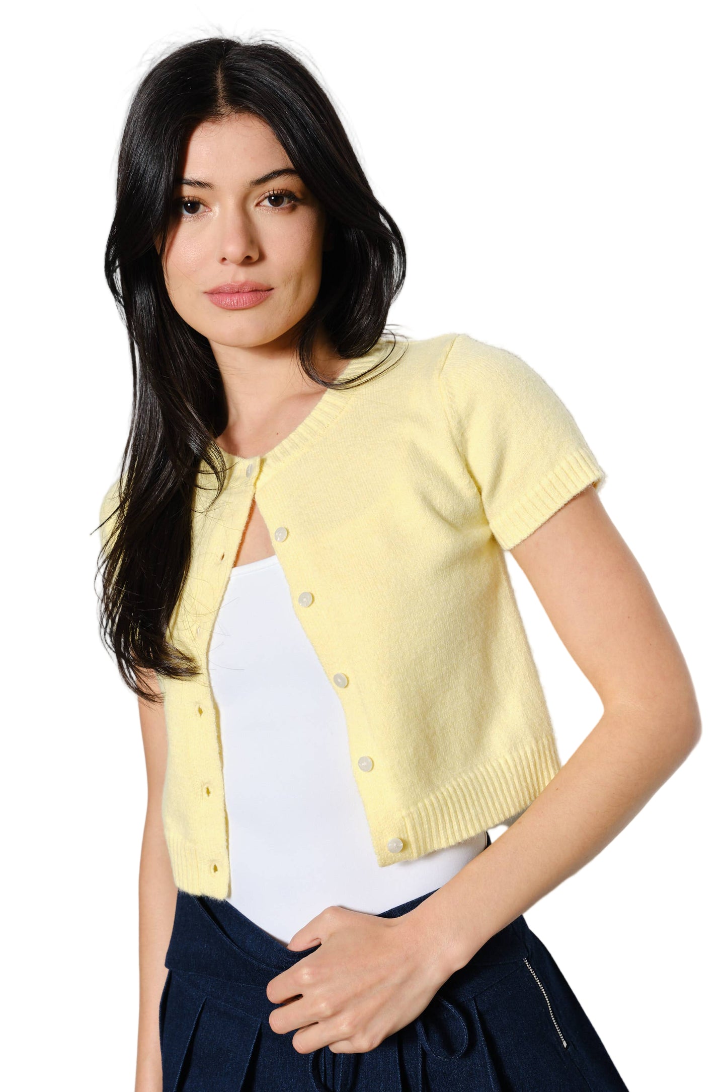 Yellow Short Sleeve Cardigan
