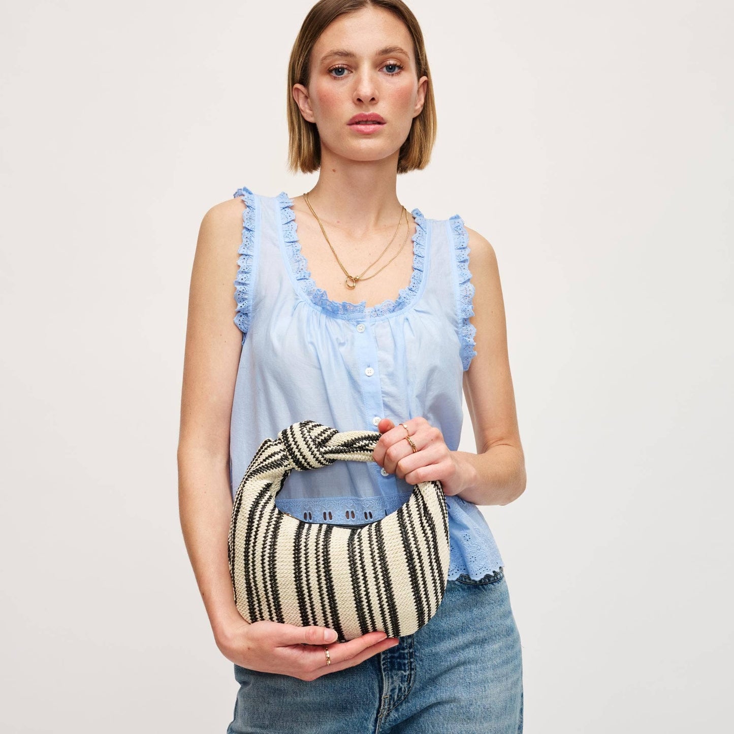 Black and White Striped Clutch