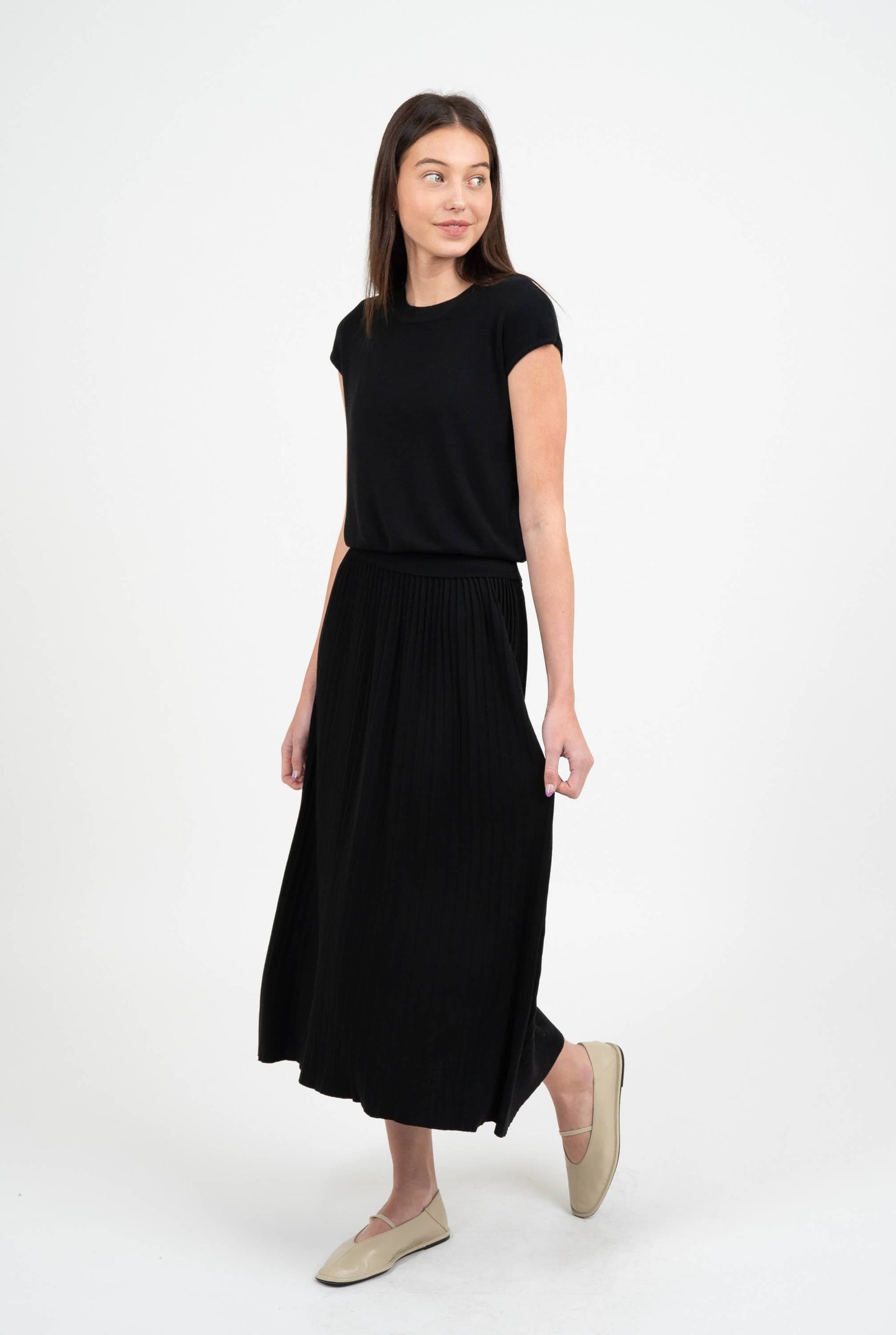 Lightweight Cap Sleeve Black Knitted Top