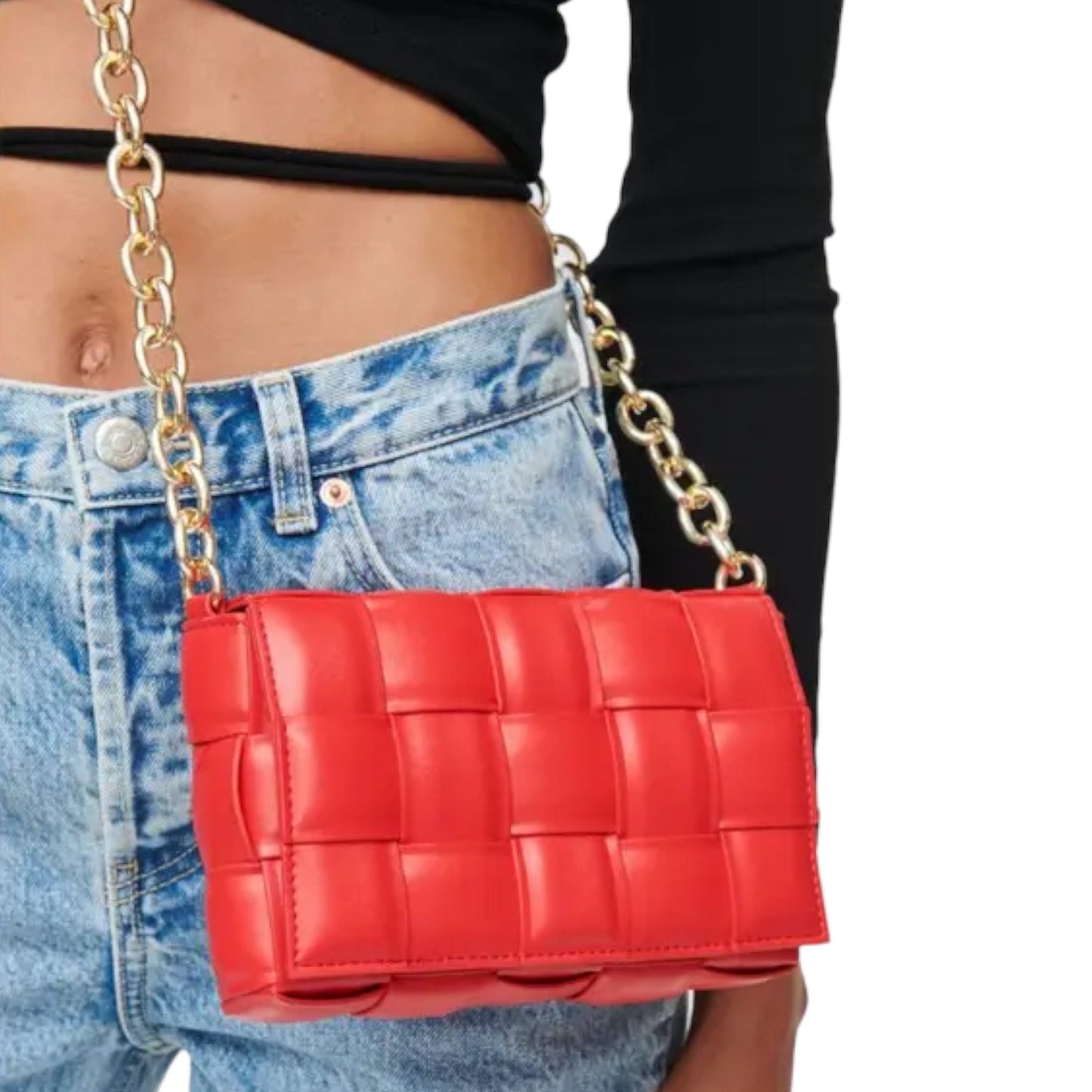 Red Woven Crossbody Bag