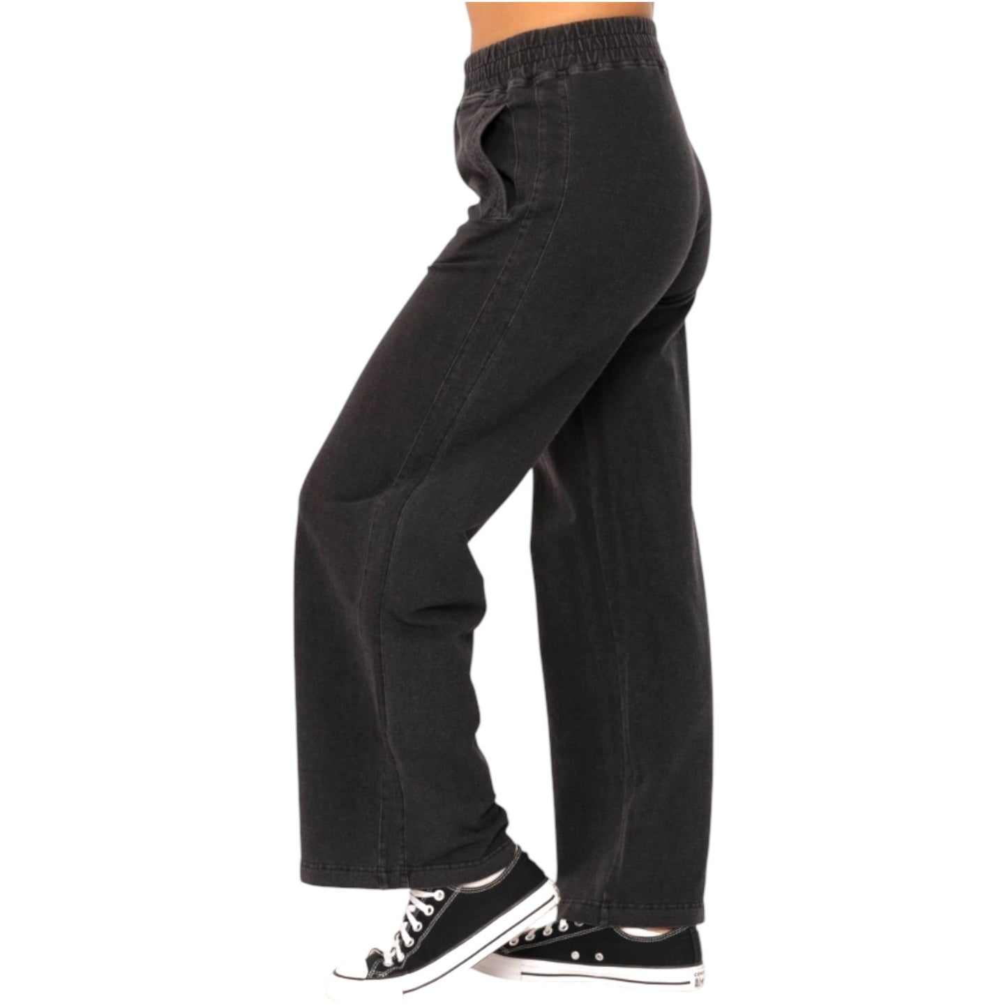 Mineral Washed French Terry Wide Leg Pants