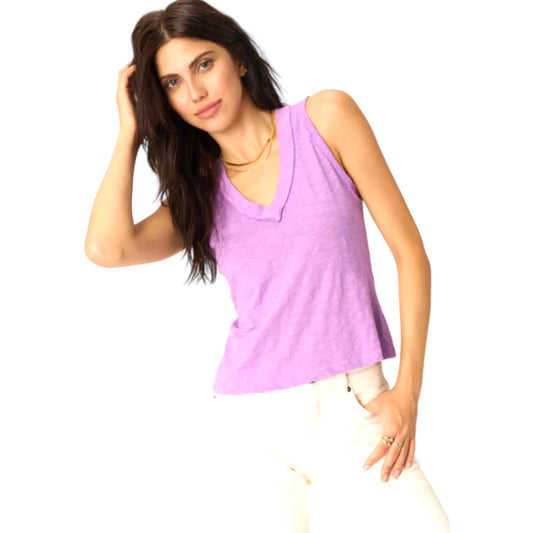 Project Social Let me Know Relaxed V Neck Tank in Purple Magic