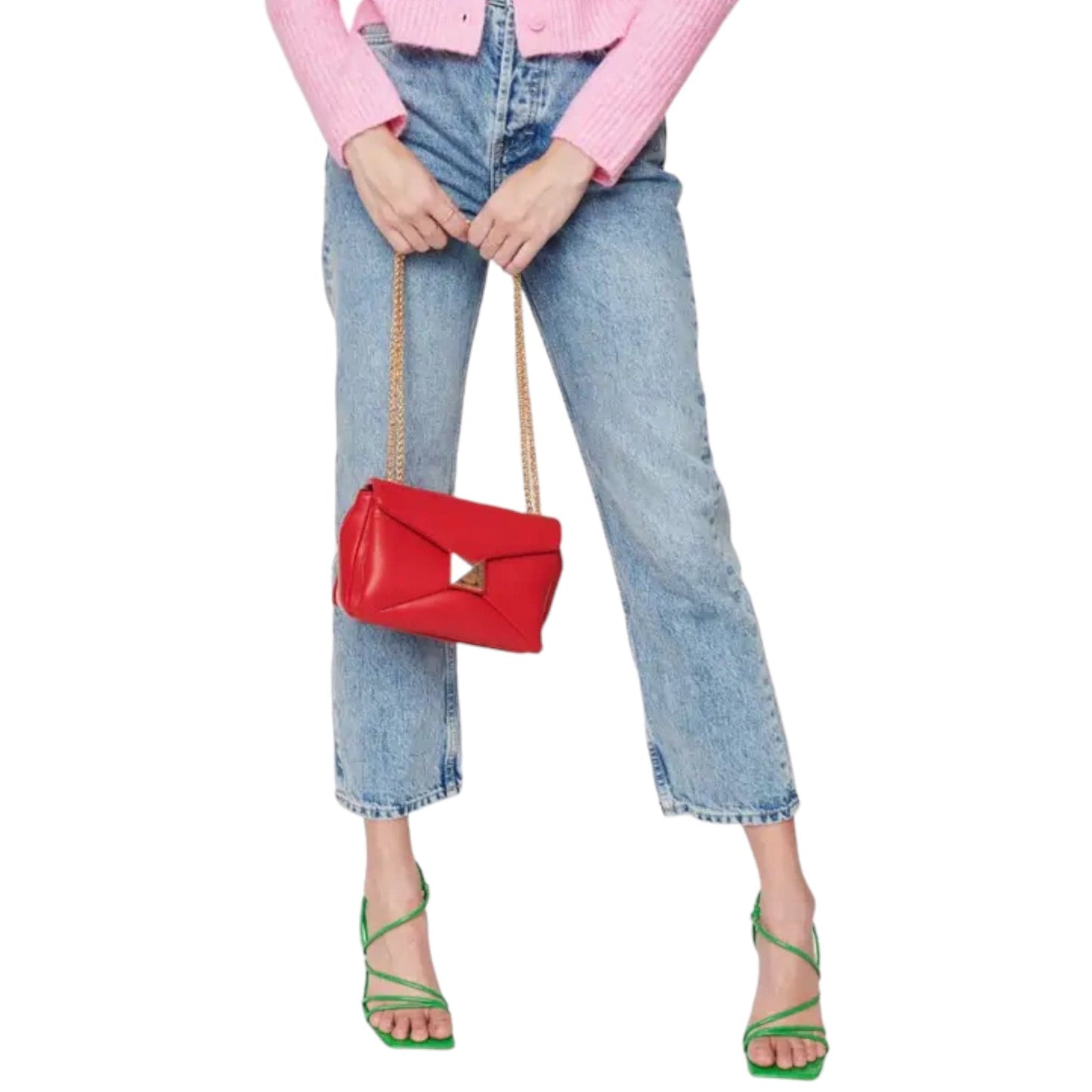 Red Crossbody with Chunky Gold Accents