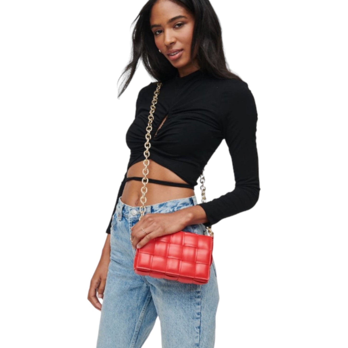 Red Woven Crossbody Bag