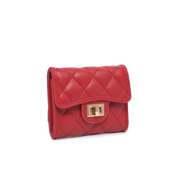 Quilted Wallet in Red and Silver