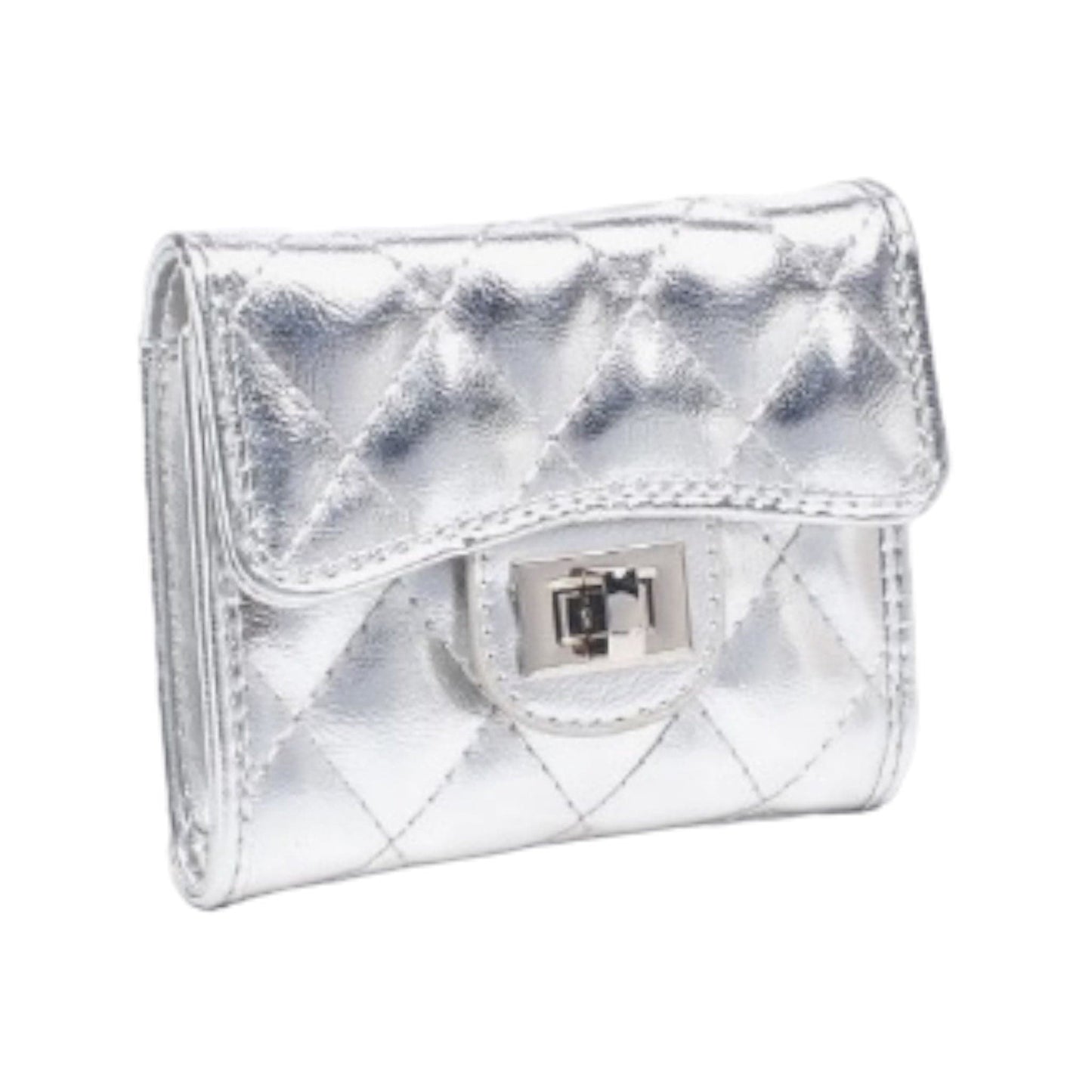 Quilted Wallet in Red and Silver