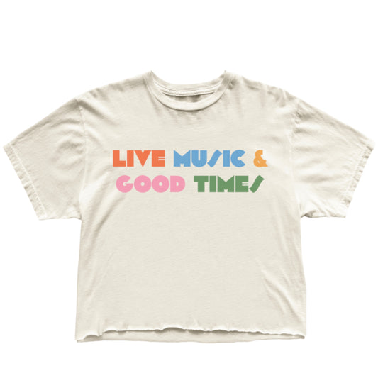 Retro Brand Live Music & Good Times soft tee in vintage white