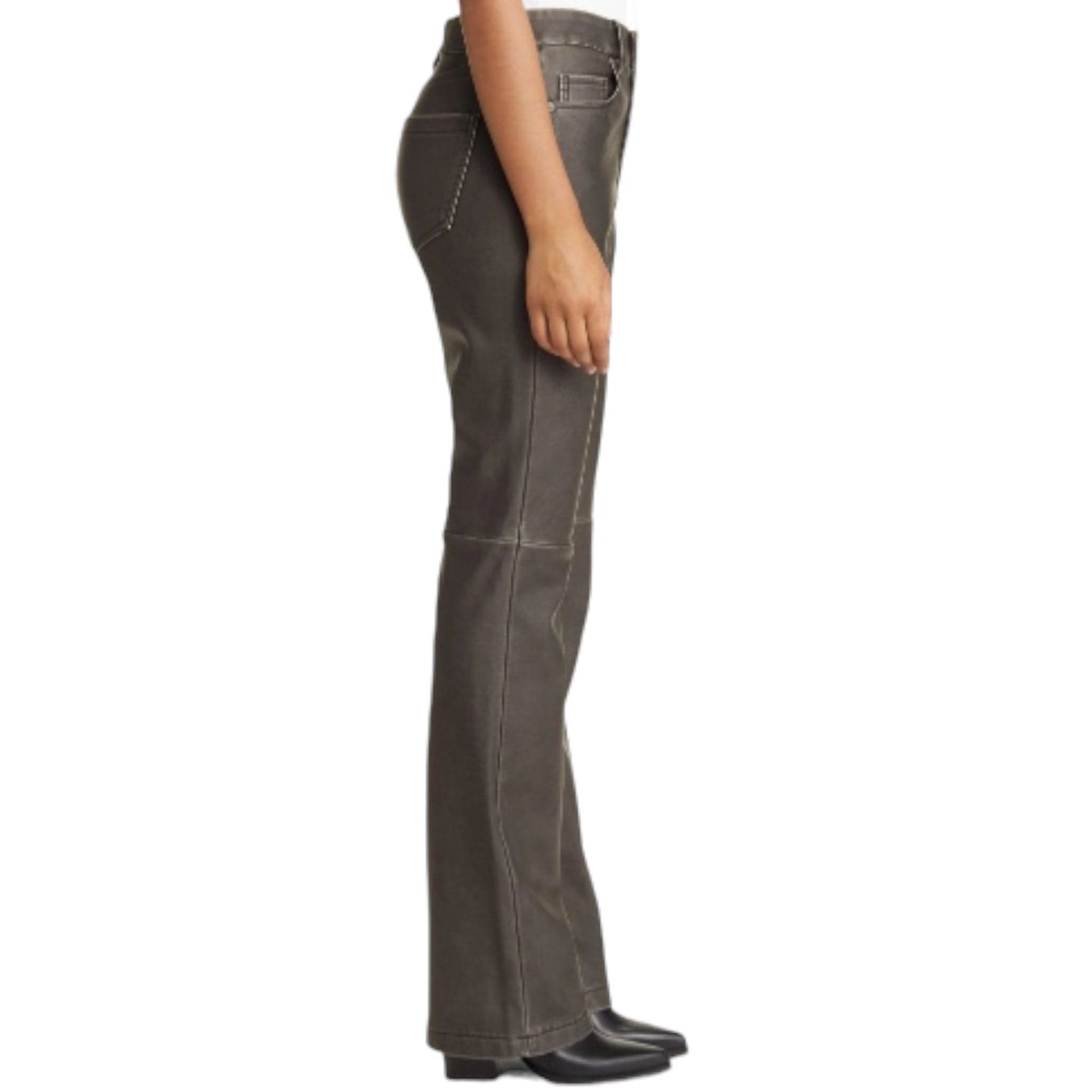 Hoyt Distressed Faux Leather Bootcut Pants BlankNYC