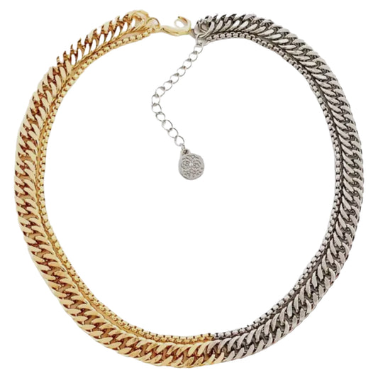 Mixed Metal Two Tone Chunky Chain Necklace