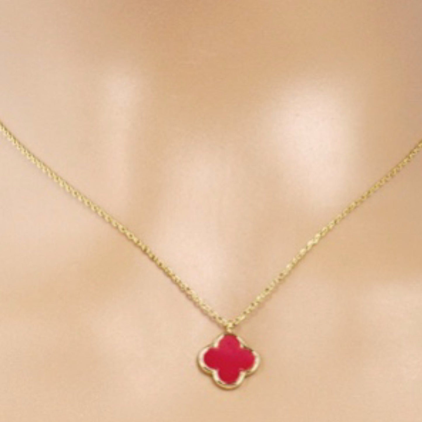 Gold-Dipped Colored Clover Charm Necklace