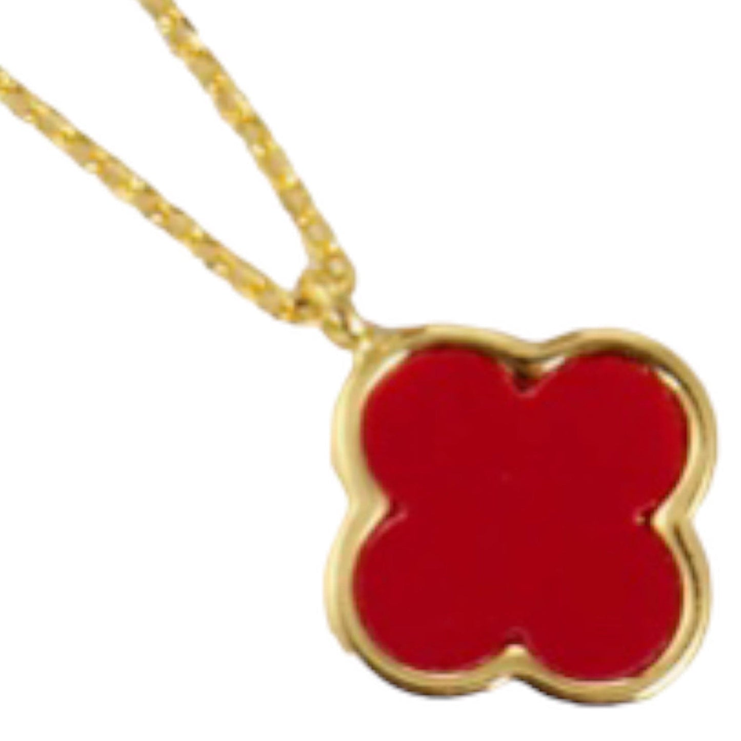 Gold-Dipped Colored Clover Charm Necklace
