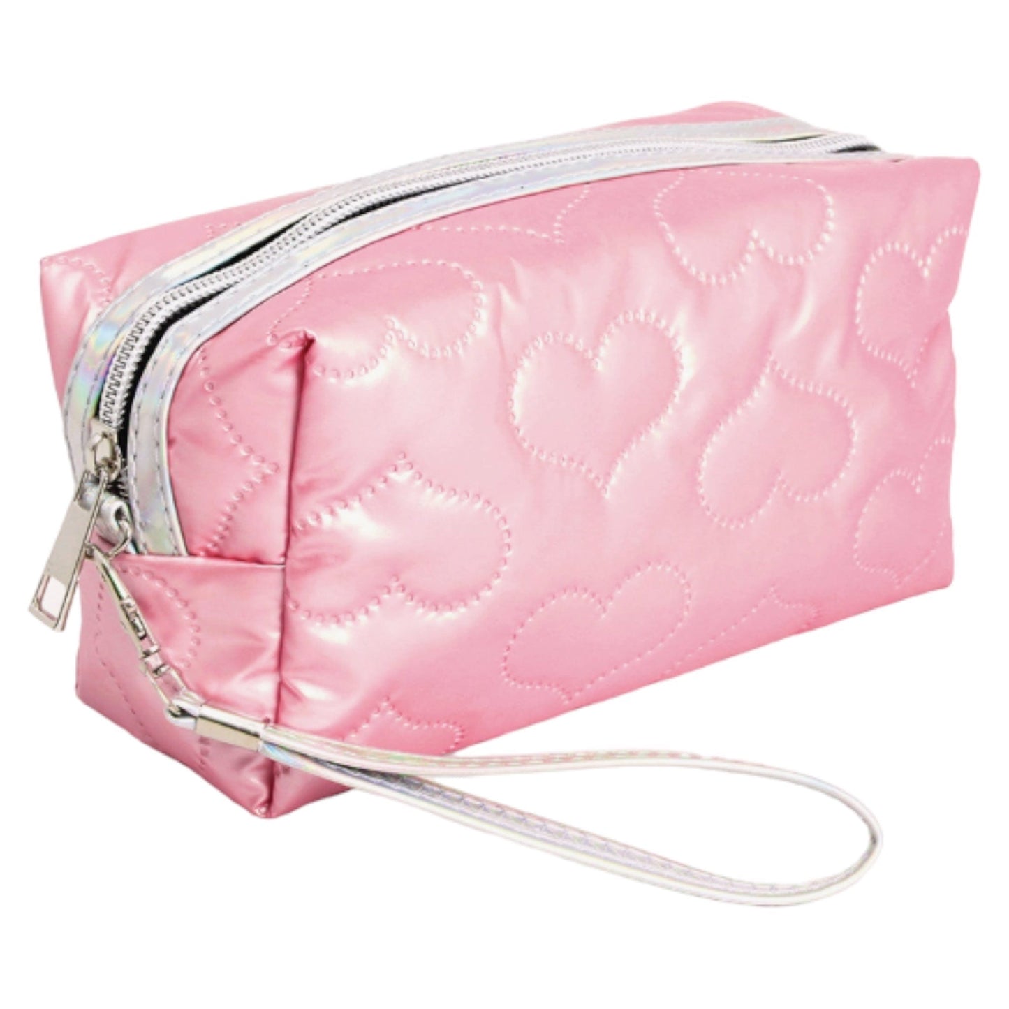 Heart Pattern Embossed Pouch W Wrist Strap