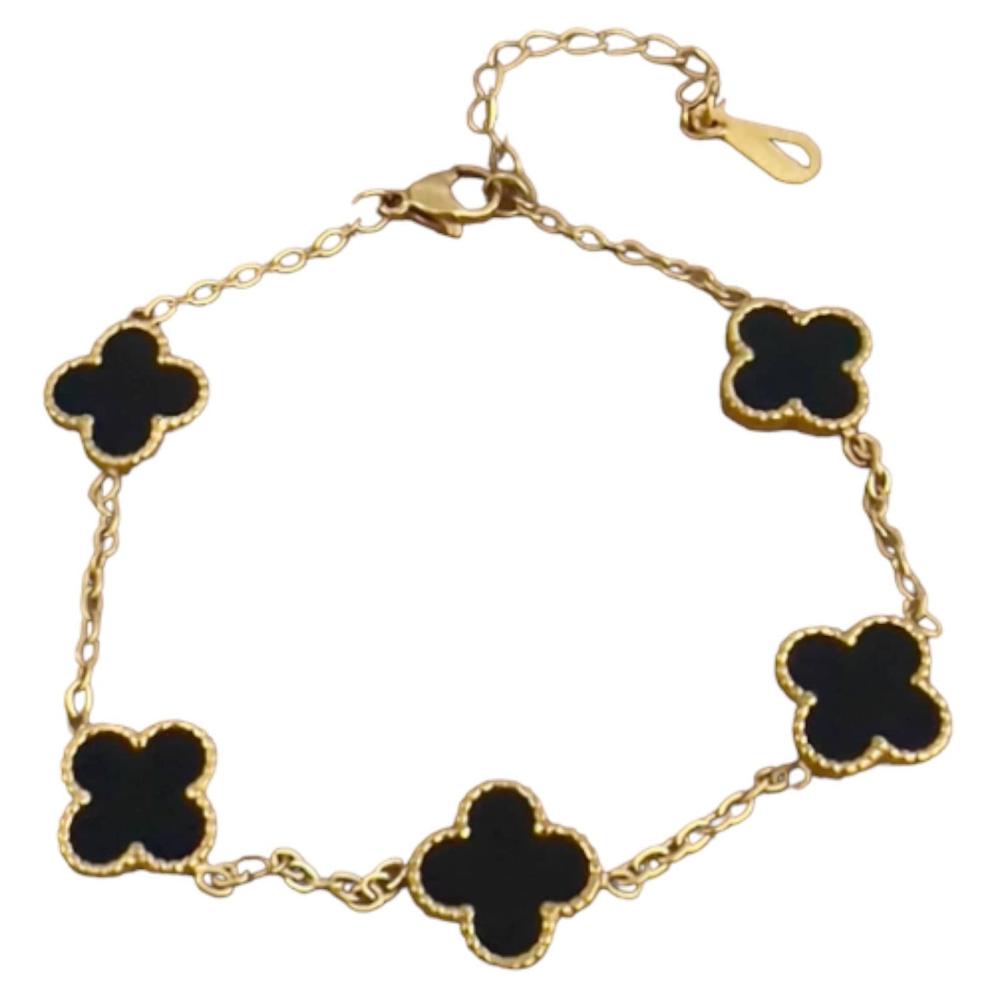 Gold or Green Plated Black Clover Bracelet