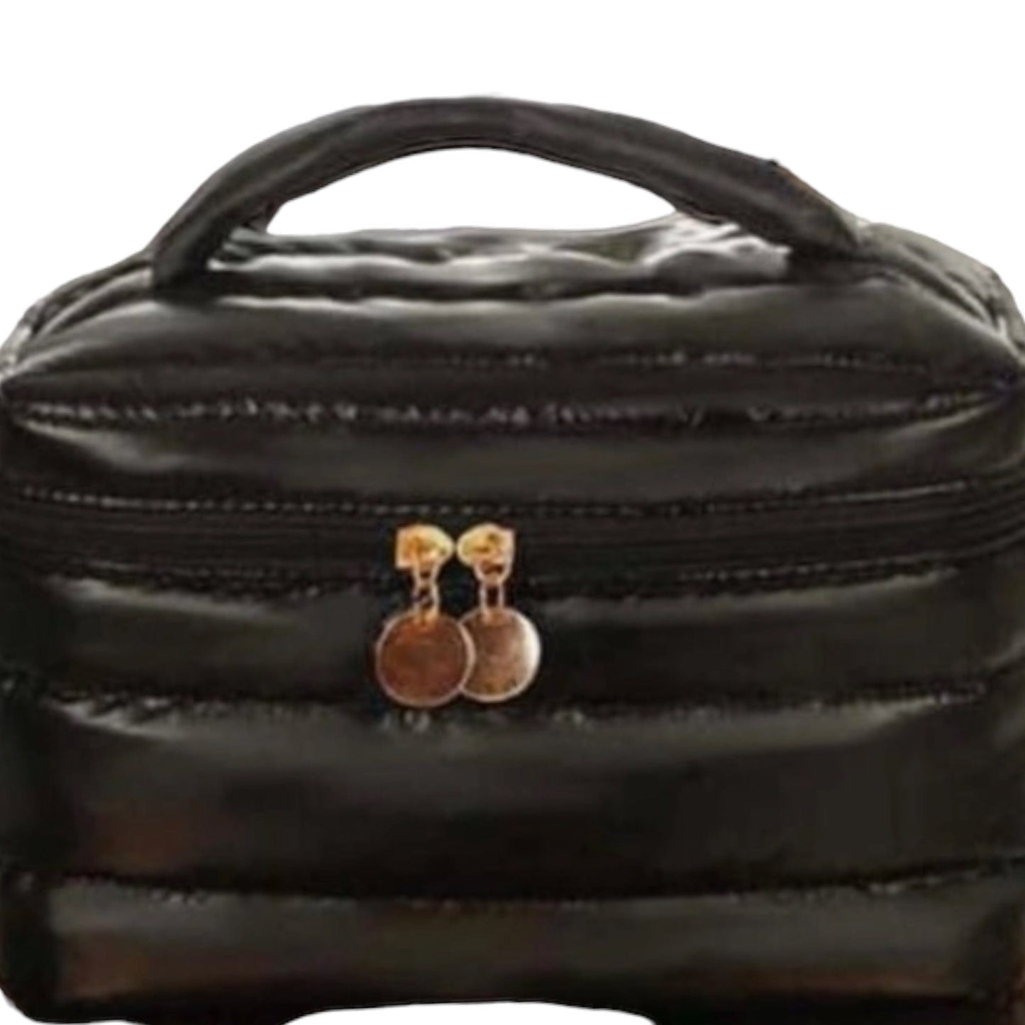 Puffer Cosmetic Travel Case in Black and Blush