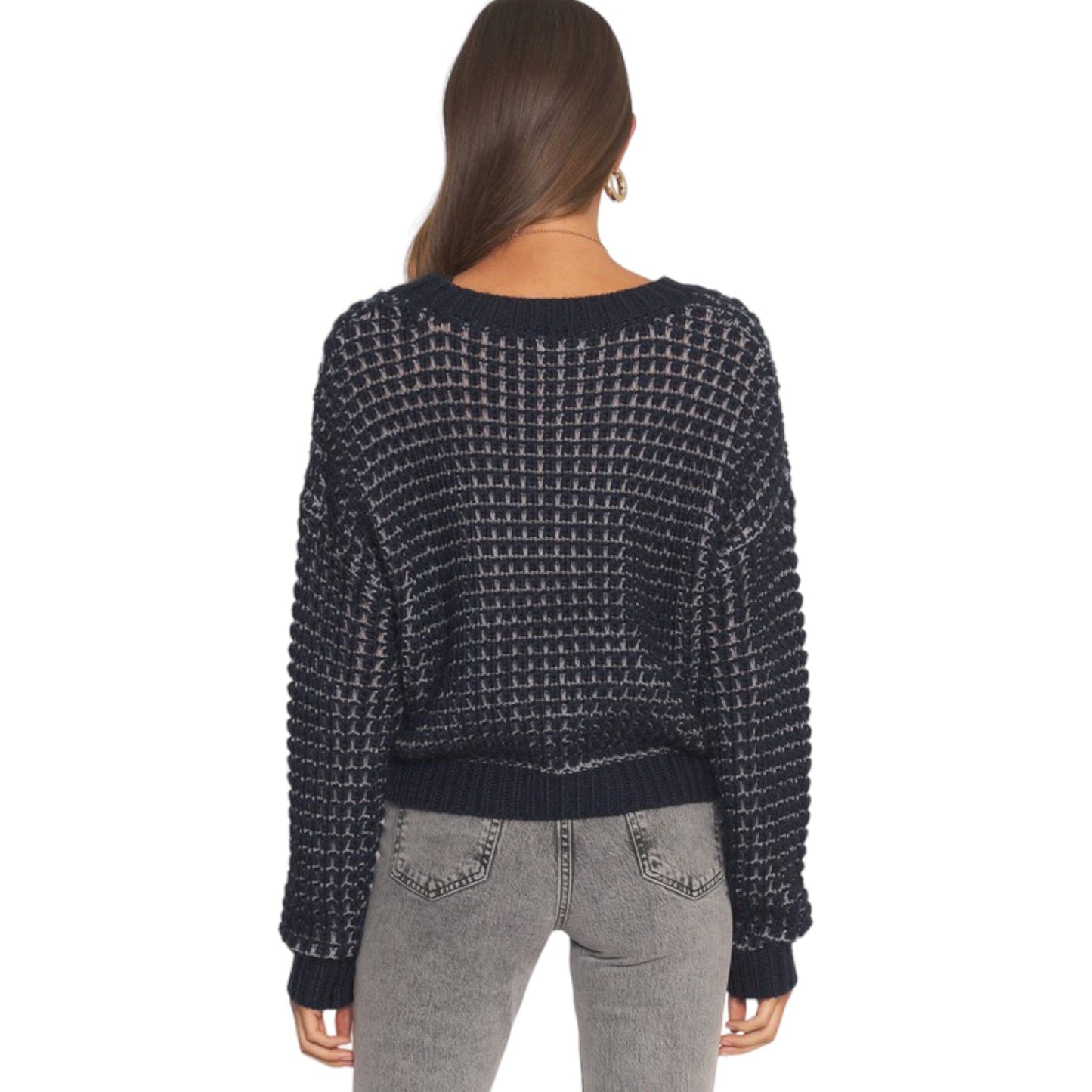 Navy Waffle Knit Sweater