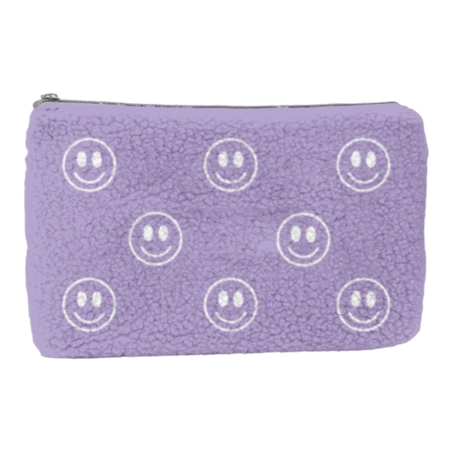 Fluffy Smiley Face Cosmetic Bag in Lilac and Stuff Bag