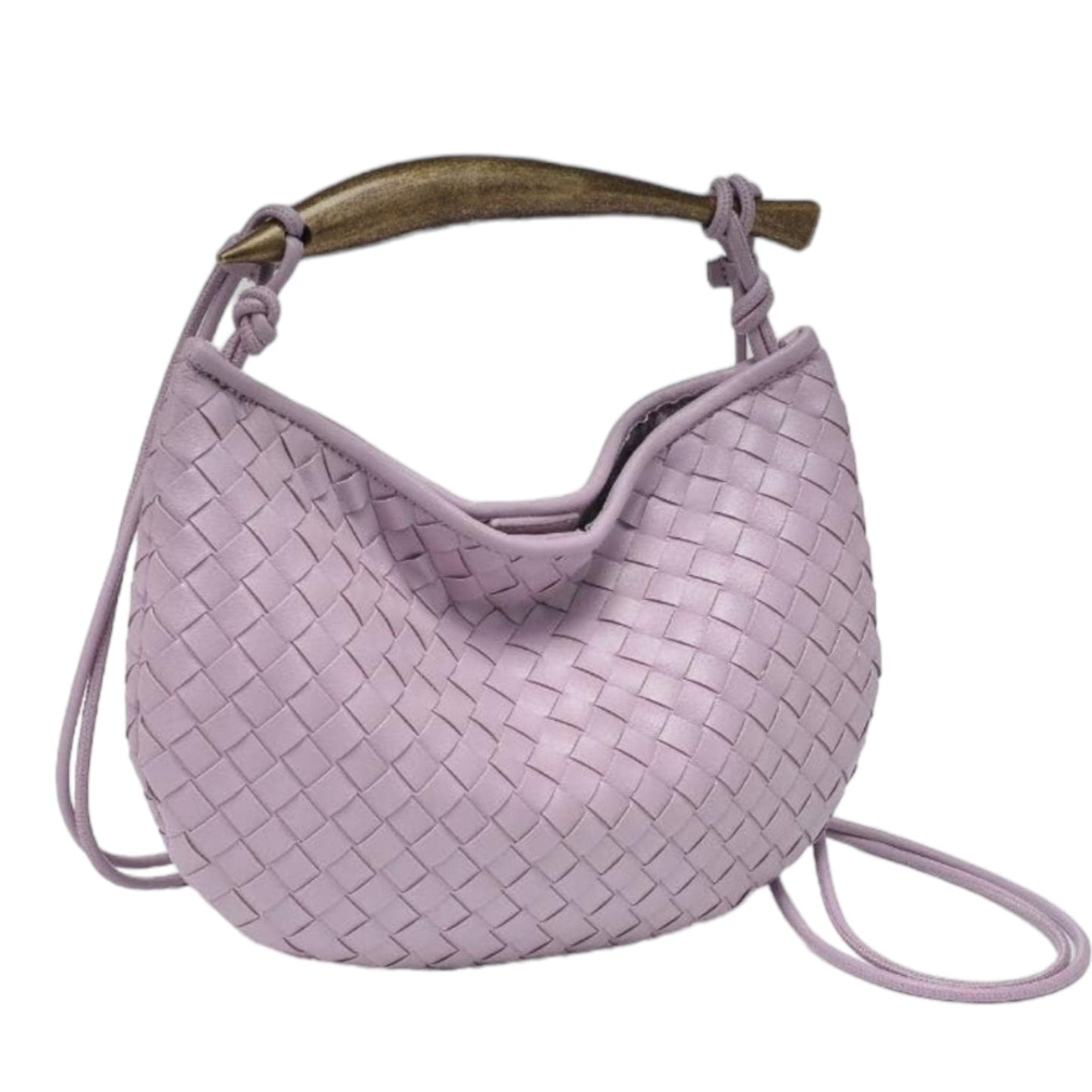 Woven Crossbody Vegan Leather Bag in Lilac