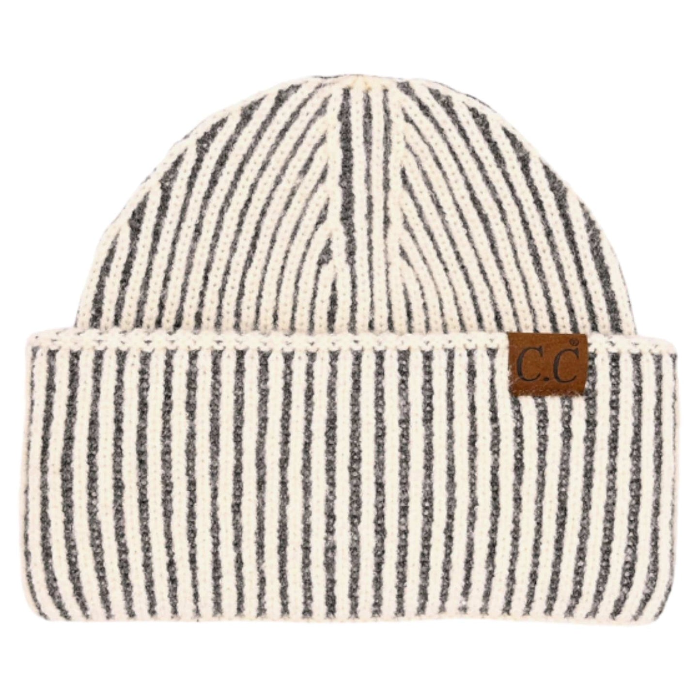 Contrast Colors Ribbed Wide Cuff Beanie - Lots of Colors Available