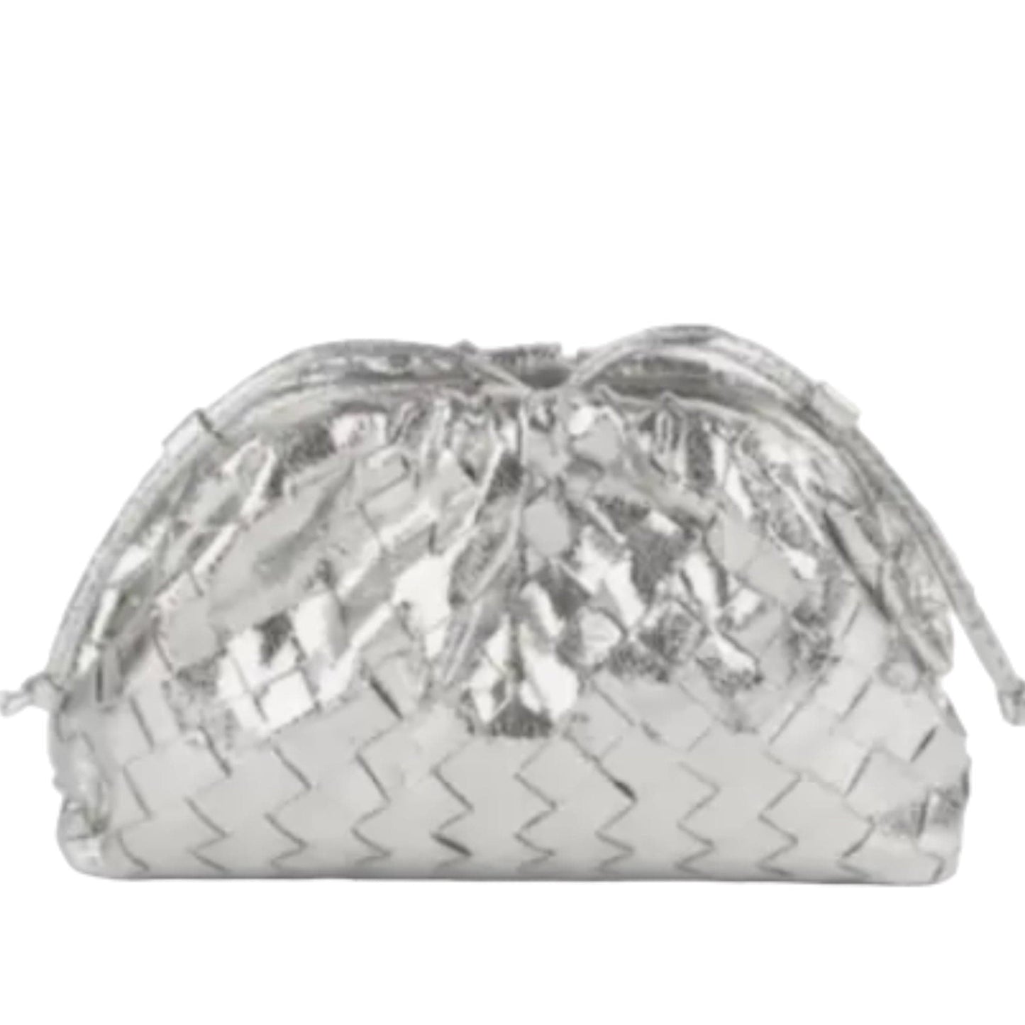 Woven Cloud Clutch - Metallic Silver