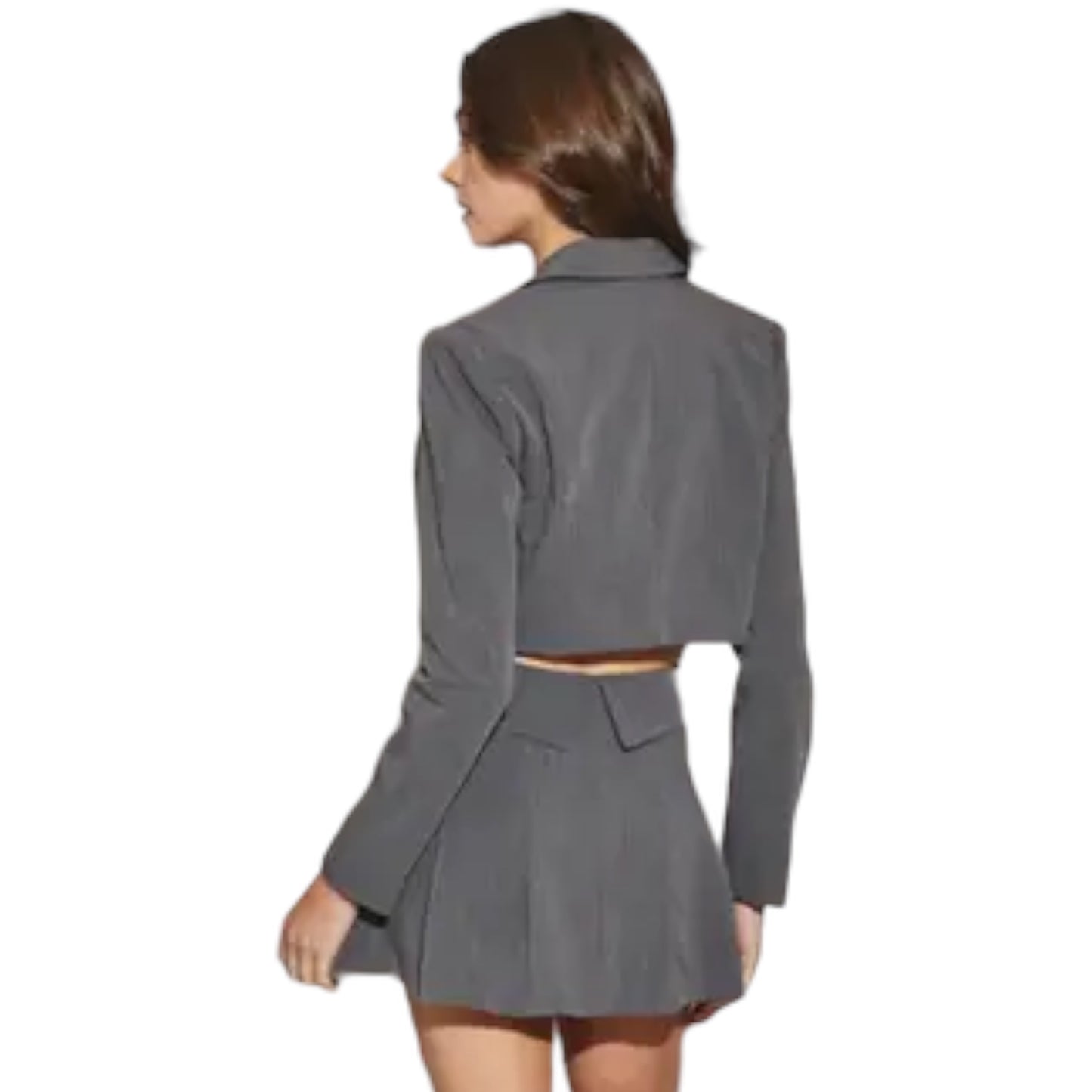 Cropped Blazer Jacket in Charcoal