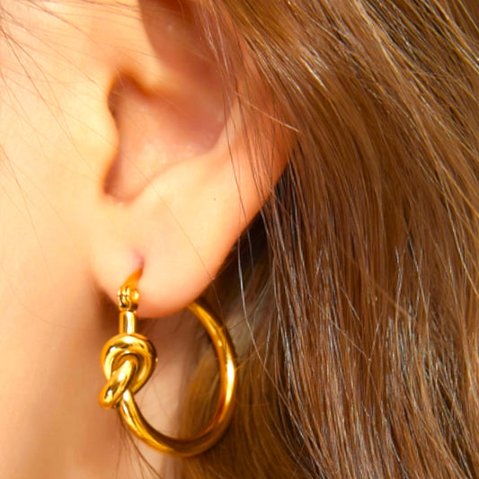 Knot Hoop Earrings in Gold and Silver