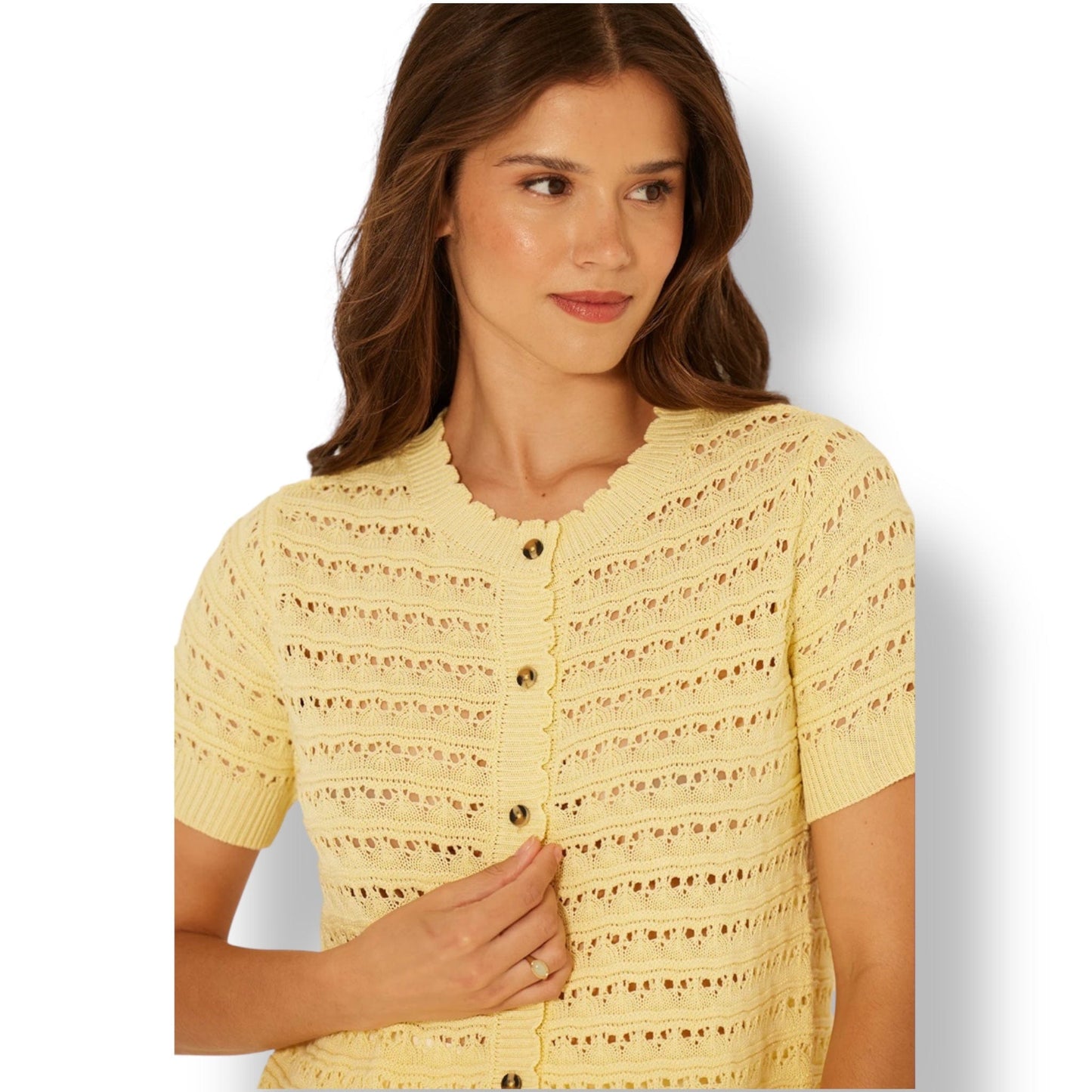 Butter Yellow Crochet Cardigan