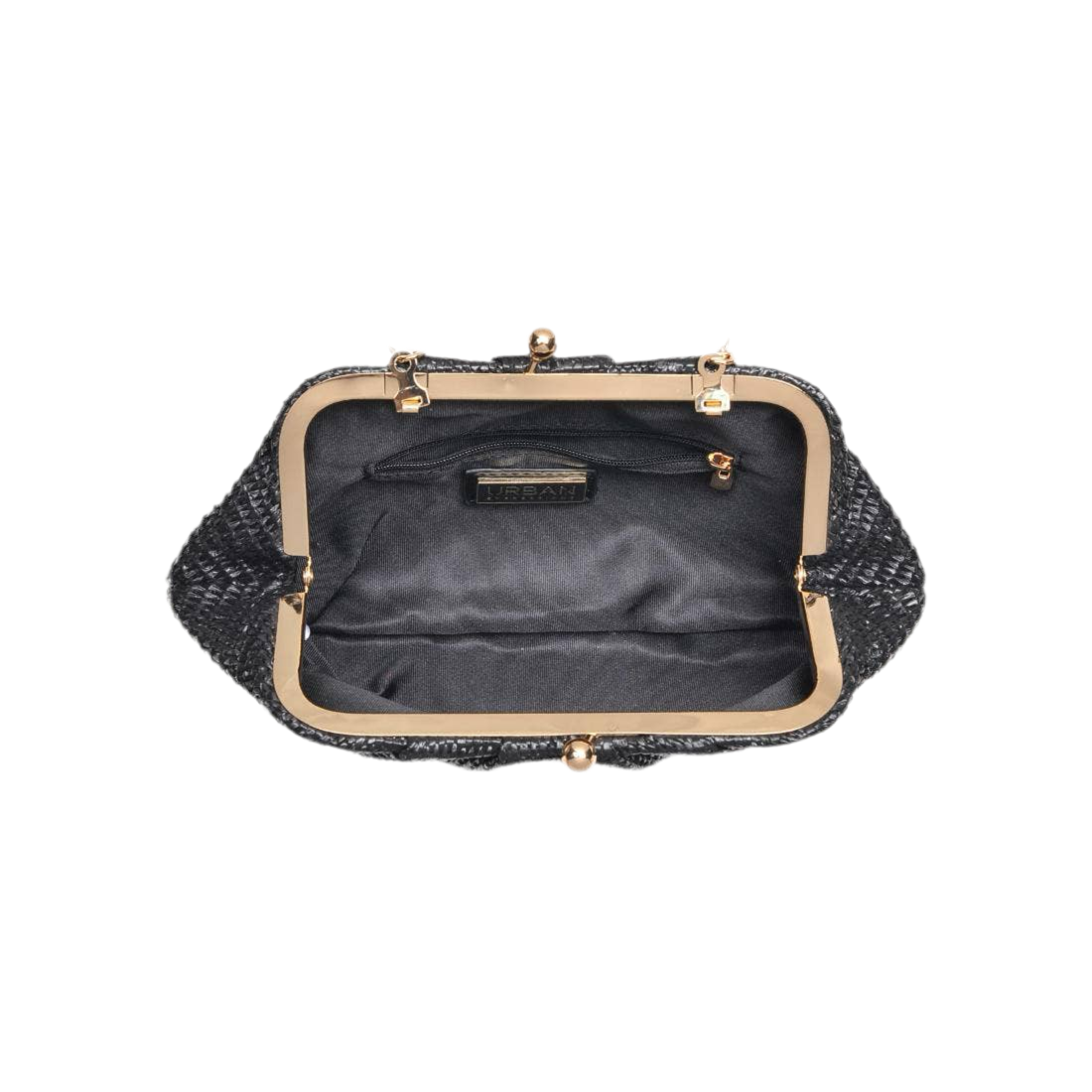 Straw Frame Clutch: Black