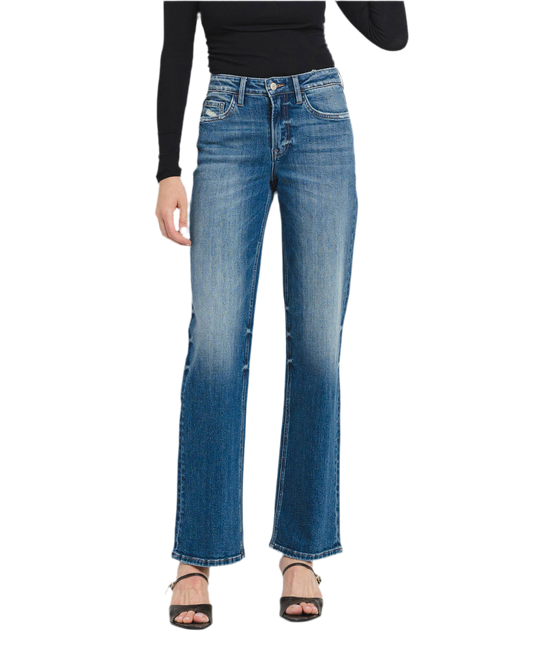 High Rise Full Length Slim Wide Leg Jeans