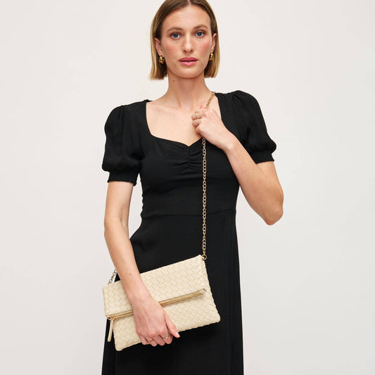 Vegan Leather Woven Clutch available in Oatmilk, Butter and Black