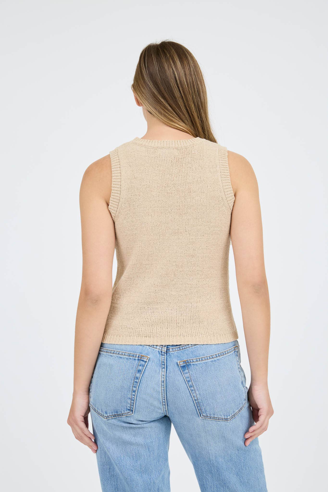 Taupe Sleeveless Knit Sweater