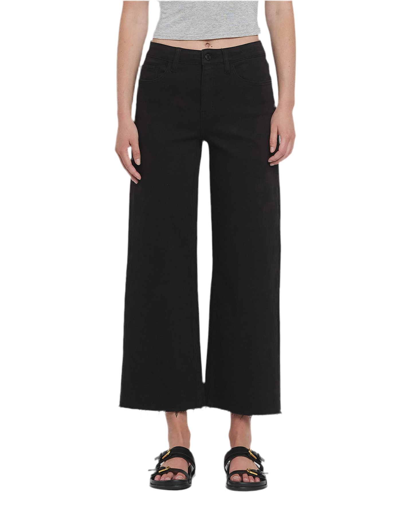 Black Cropped Wide Leg Jeans