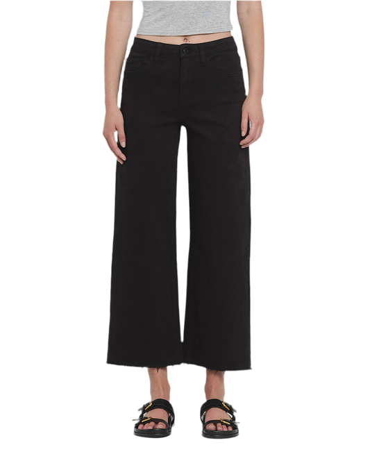 Black Cropped Wide Leg Jeans