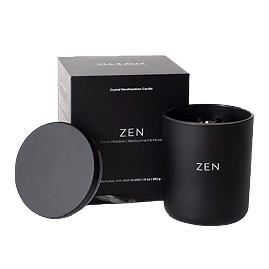 Zen Crystal Manifestation Candle - Blackcurrant & Musk with Black Obsidian