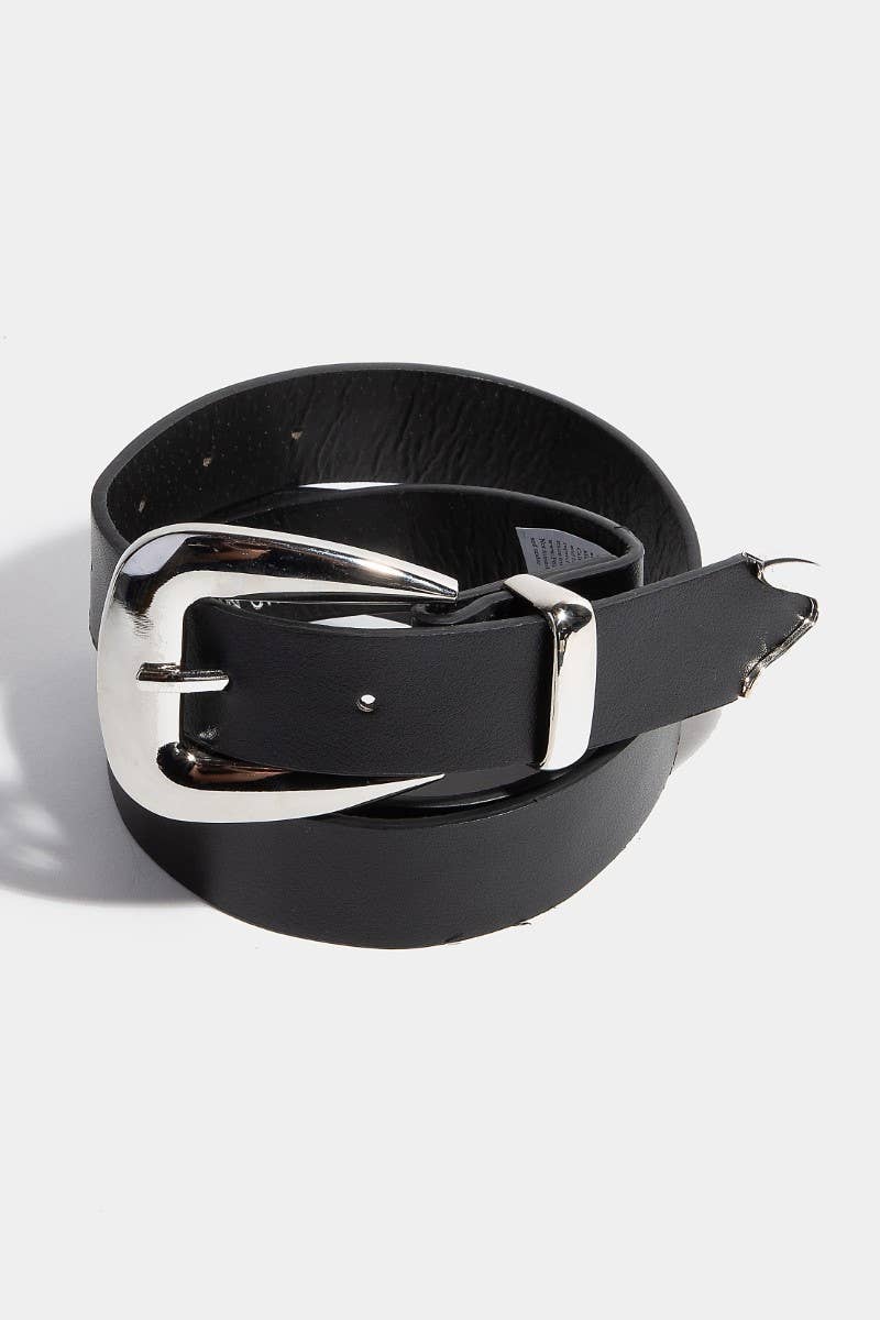 Smooth Faux Leather Belt in Khaki and Black