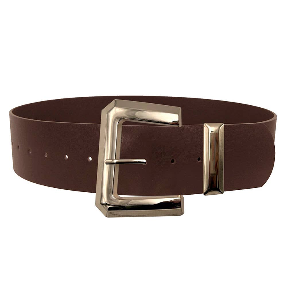 Brown Belt with Irregular Angled Buckle