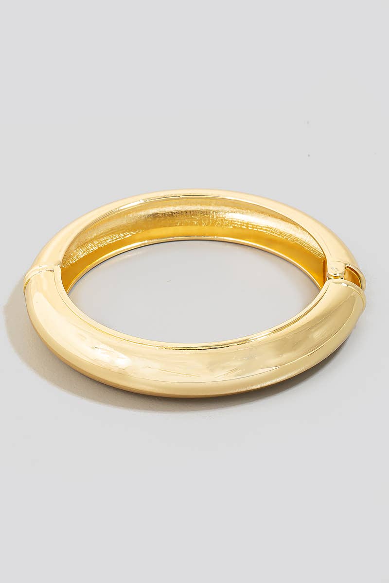 Beveled Metallic Hinge Bangle Bracelet in Gold