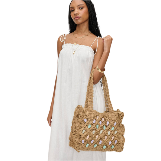 Straw Beach Tote: Natural