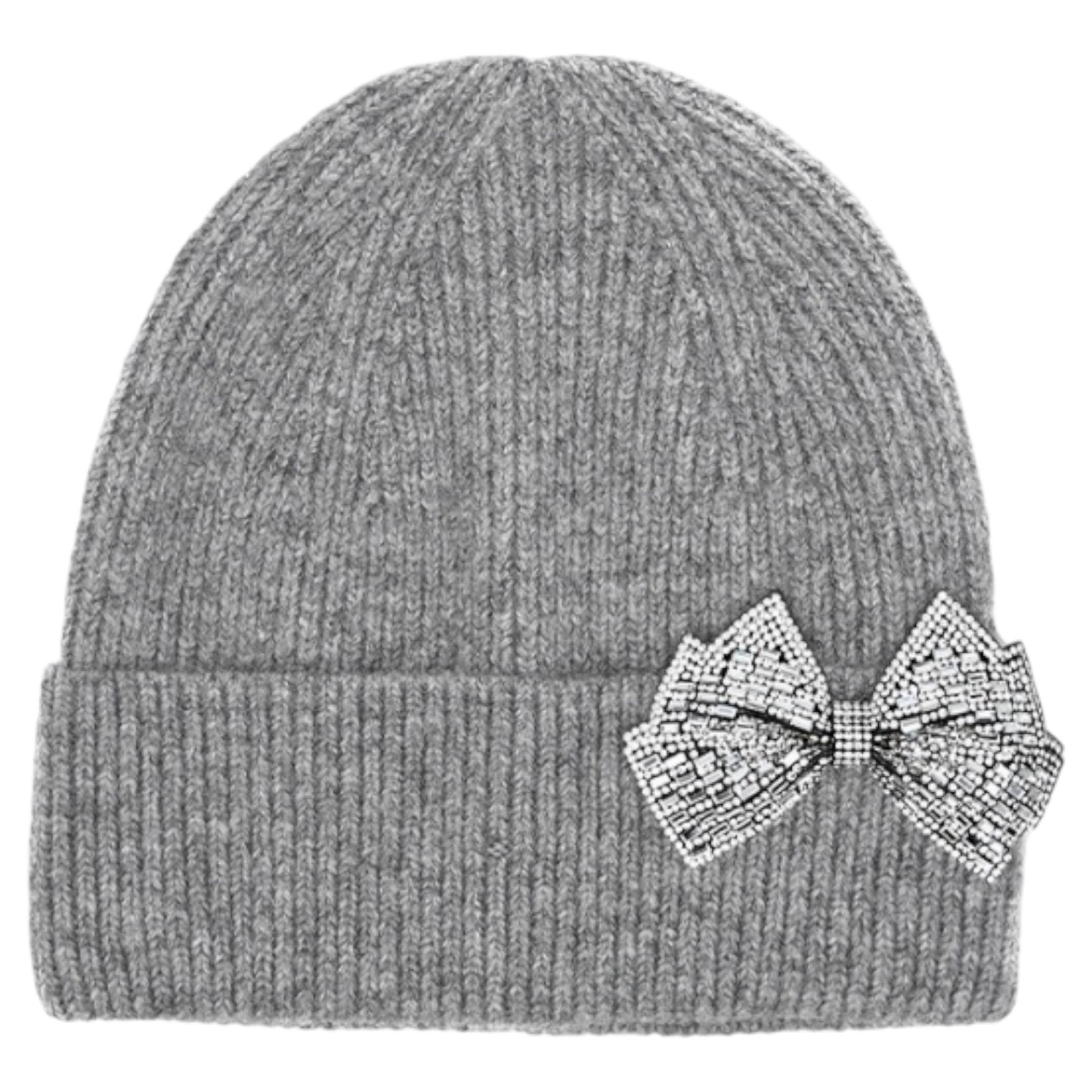 C.C Rhinestone Bow Cuff Beanie - multiple colors available