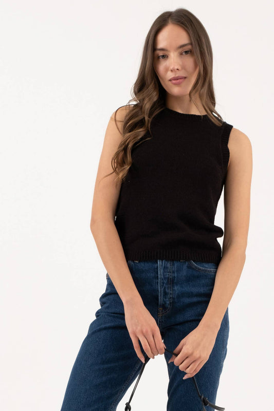 Black Sleeveless Knit Sweater