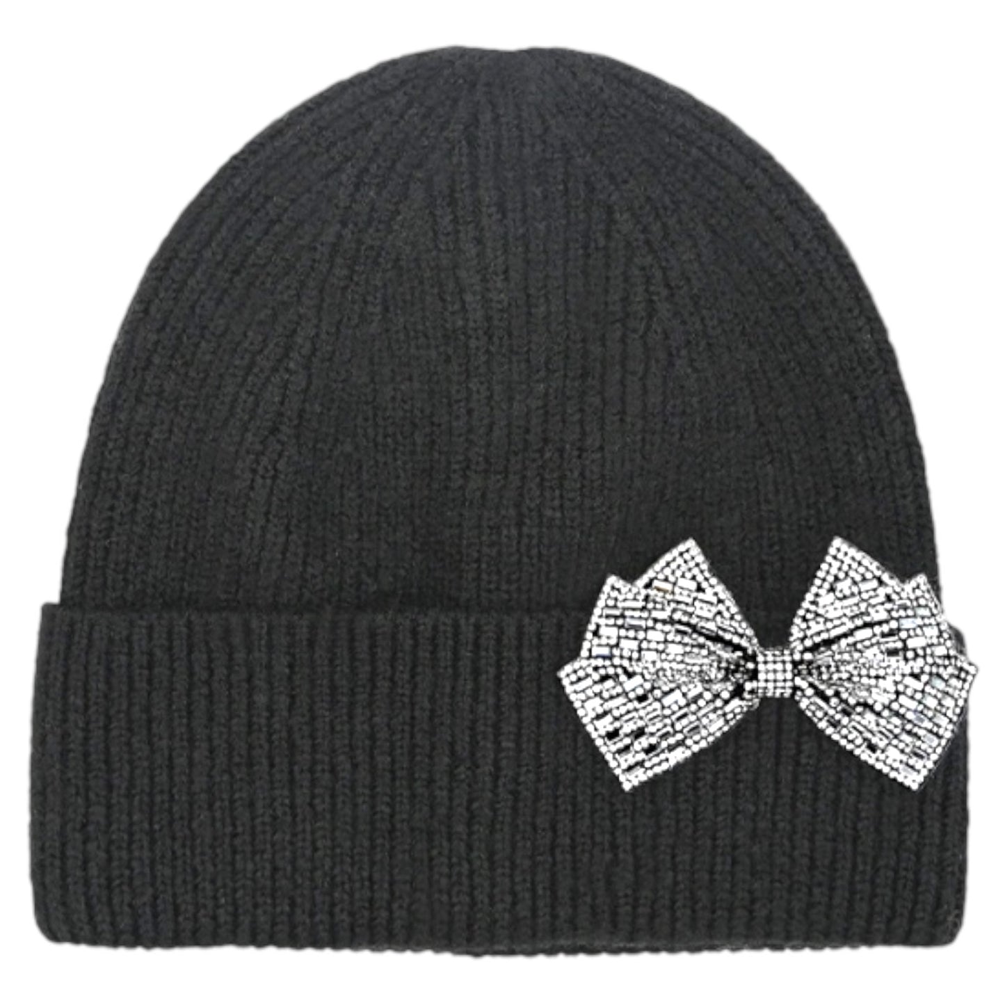 C.C Rhinestone Bow Cuff Beanie - multiple colors available