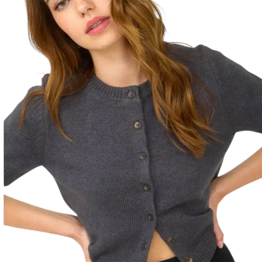 Short Sleeve Grey Cardigan Sweater