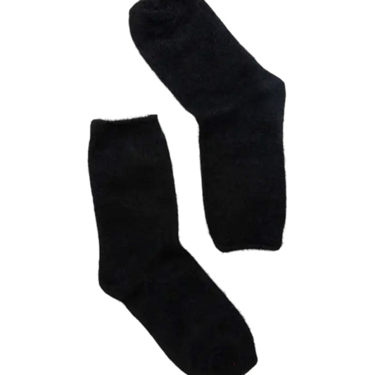 Black Fuzzy Crew Socks