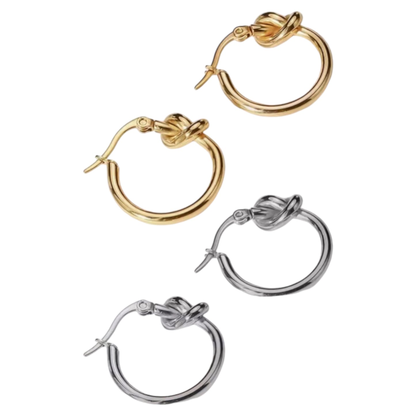 Knot Hoop Earrings in Gold and Silver