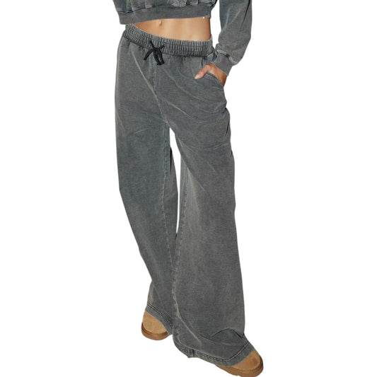 Vintage Denim Wash Wide Leg Sweatpants