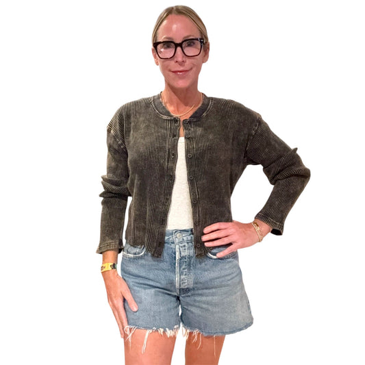Waffle Long Sleeve dyed cardigan