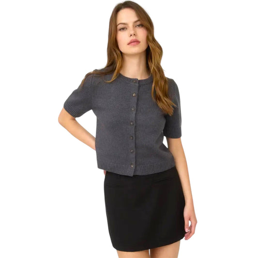 Short Sleeve Grey Cardigan Sweater