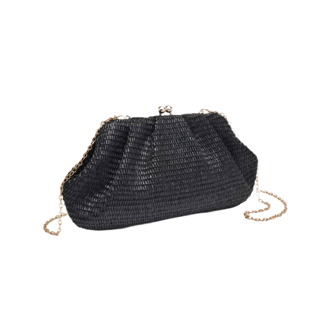 Straw Frame Clutch: Black