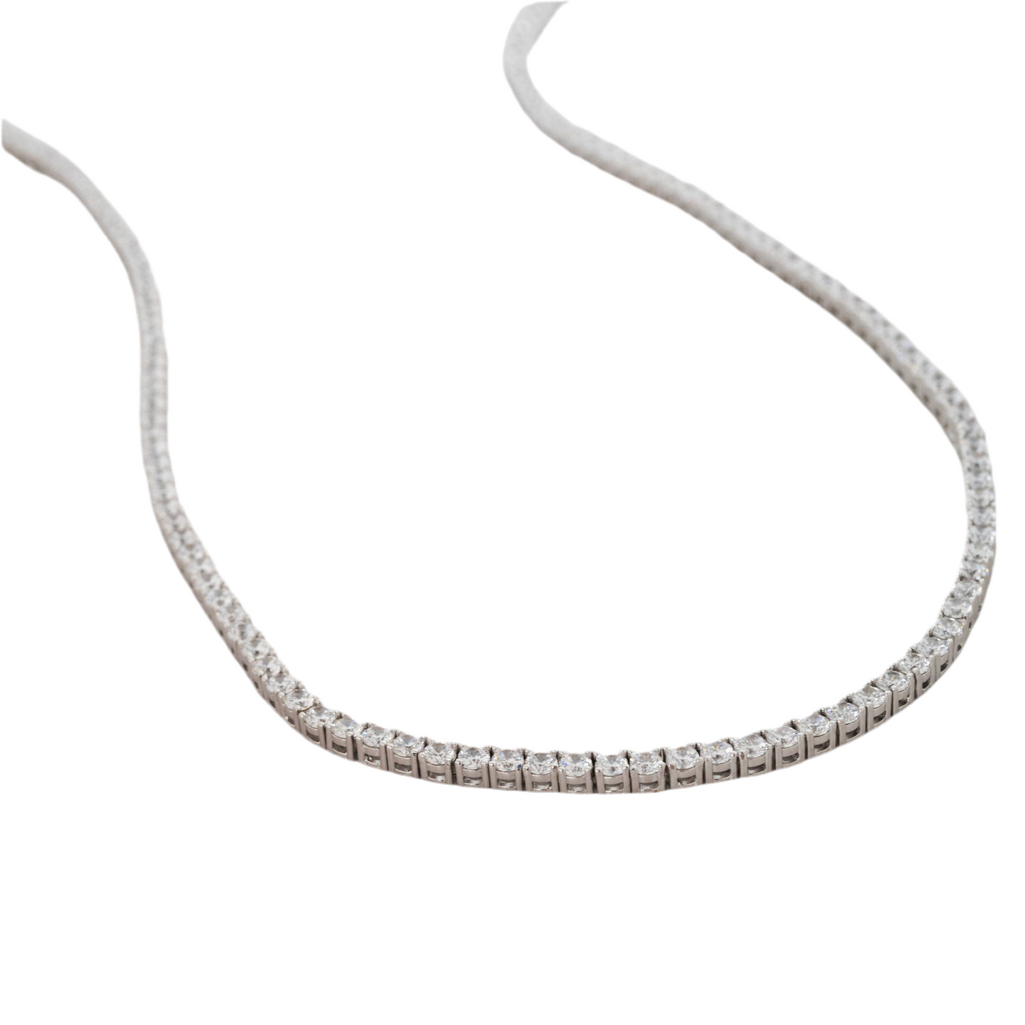 3mm Silver Diamond Tennis Necklace