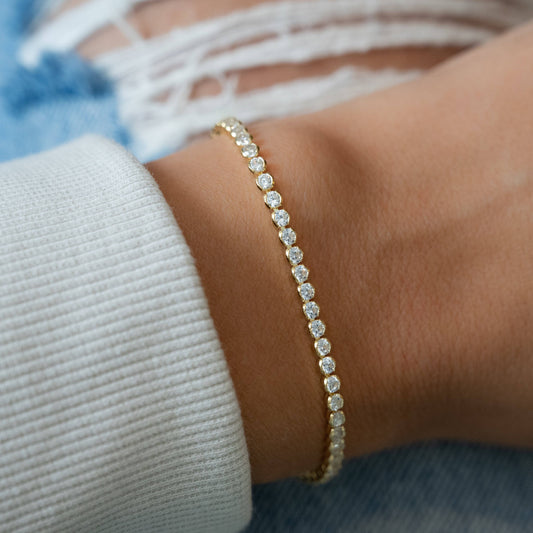 3mm Silver Round Tennis Bracelet in Gold and Silver